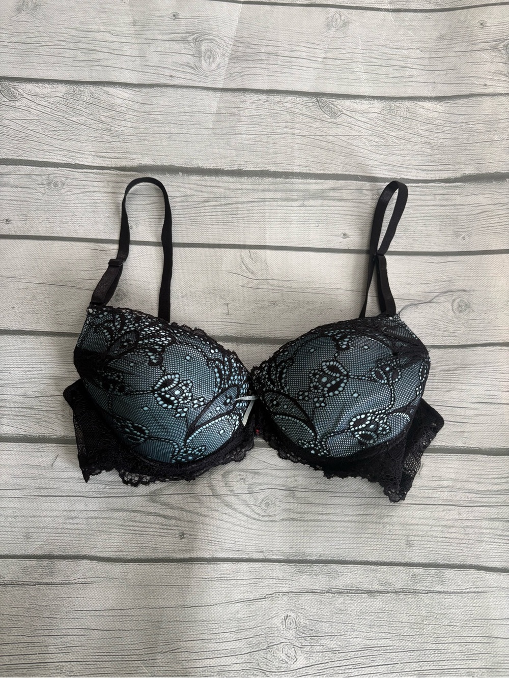 Black Lace Overlay Push-Up Bra